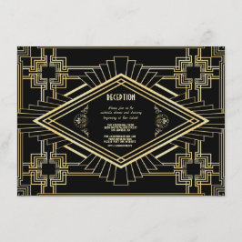 Glam Guld Black Underbar Gatsby Wedding Reception Inbjudningar