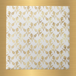 Glam Guld Blommigt White Kakelplatta