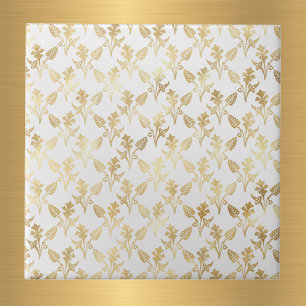 Glam Guld Blommigt White Kakelplatta