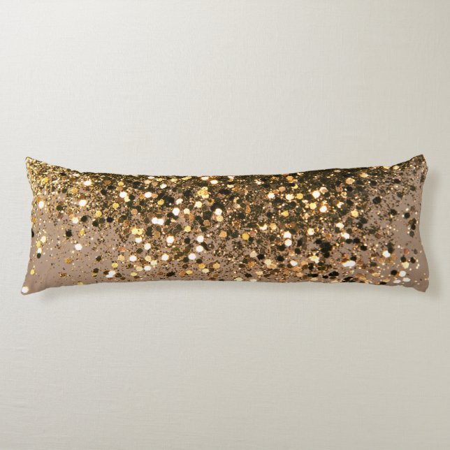 Glam Guld Brown Glitter #1 Faux Glitter Kroppskudde (Framsidan)