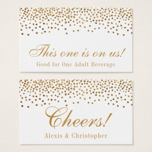 Glam Guld Confetti Dots Bröllop Drink Biljett