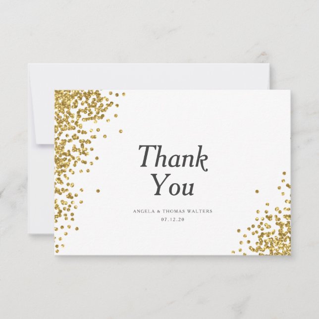 Glam Guld Confetti Dots Bröllop - tackkort Tack Kort (Framsida)