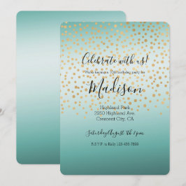 Glam Guld confetti Mint Ombre Inbjudningar