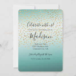Glam Guld confetti Mint Ombre Inbjudningar