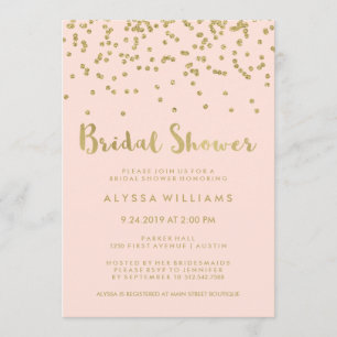 Glam Guld Confetti Möhippa på Rosa Inbjudningar