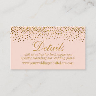 Glam Guld Confetti på Bröllop-informationskort Tilläggskort