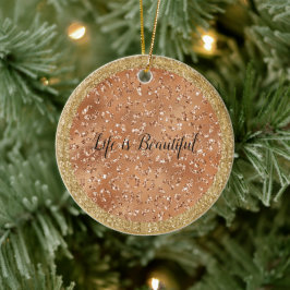 Glam Guld Copper Glitter Leopard Print Julgransprydnad Keramik