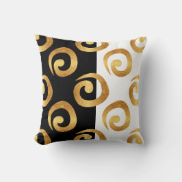 Glam Guld Curls on Black and White Kudde