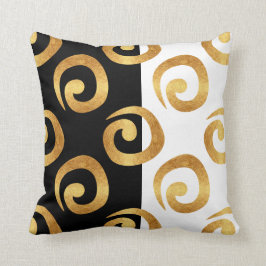 Glam Guld Curls on Black and White Kudde
