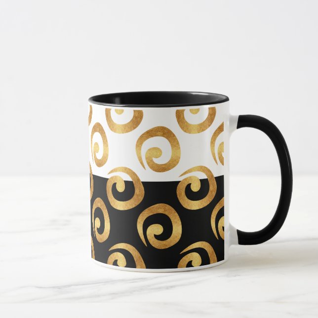 Glam Guld Curls on Black and White Mugg (Höger)