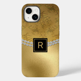 Glam Guld Damask Monogrammed Fodral-Mate iphone ca