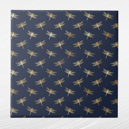 Glam Guld Dragonflies Navy Blue Kakelplatta