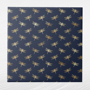 Glam Guld Dragonflies Navy Blue Kakelplatta
