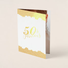 Glam Guld Drips 50 & Fab Födelsedagsfest Real Invi Folierat Kort