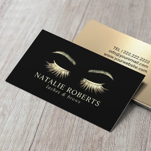 Glam Guld Eyelash Beauty Salon Makeup Artist Visitkort