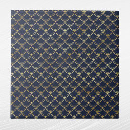 Glam Guld Fish Scales Navy Blue Kakelplatta