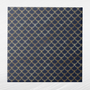 Glam Guld Fish Scales Navy Blue Kakelplatta