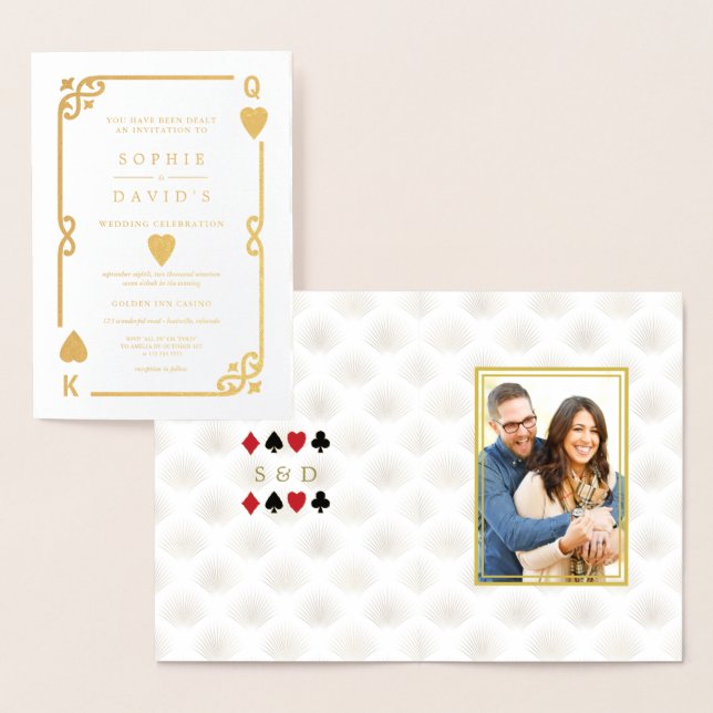 Glam Guld Gatsby Casino Las Vegas Poker Bröllop Folierat Kort (Display)