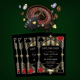 Glam Guld Gatsby Roaring 20:e Bröllop spara datum Inbjudningar