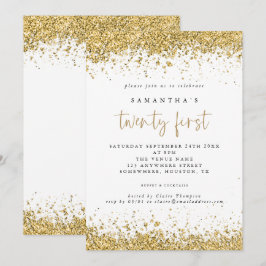 Glam Guld Glitter 21:a födelsedagen Party Inbjudningar