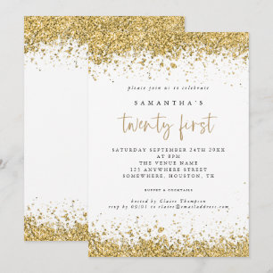 Glam Guld Glitter 21:a födelsedagen Party Inbjudningar
