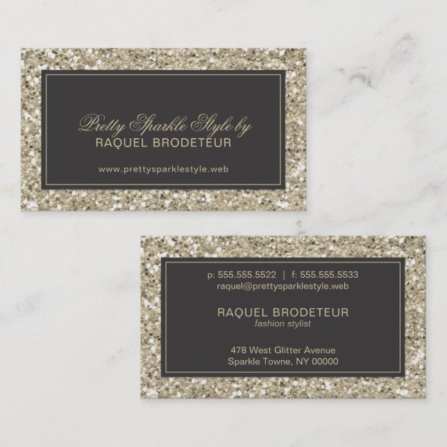 Glam Guld Glitter Affärskort Visitkort (Fram/baksida)