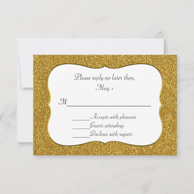 Glam Guld Glitter Bröllop OSA Card Kort (Framsida)