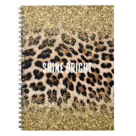 Glam Guld Glitter Cream Leopard Skriv ut Anteckningsbok