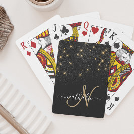 Glam Guld Glitter Diamond Gnistra Elegant Monogram Casinokort