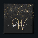 Glam Guld Glitter Diamond Gnistra Elegant Monogram Magnet<br><div class="desc">Skapa dina egna magneter för personlig svart och guld-diamant gnistra med anpassningsbarnas monogram och namn.</div>