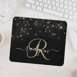 Glam Guld Glitter Diamond Gnistra Elegant Monogram Musmatta