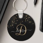 Glam Guld Glitter Diamond Gnistra Elegant Monogram Nyckelring<br><div class="desc">Skapa dina egna nyckelkedjor för personlig svart och guld med gnistra med anpassningsbar monogram och namn.</div>