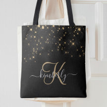 Glam Guld Glitter Diamond Gnistra Elegant Monogram