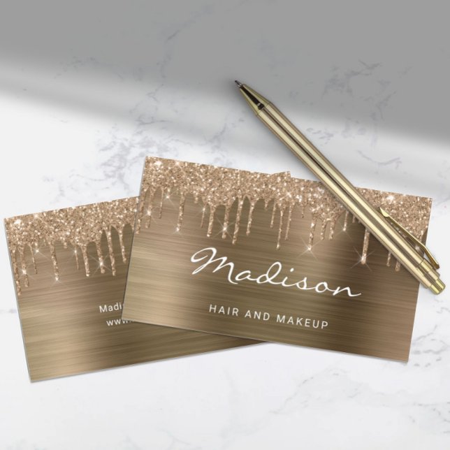 Glam Guld Glitter Drift Stylist Visitkort (Skapare uppladdad)
