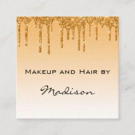 Glam Guld - Glitter Drips Makeup Artist Fyrkantigt Visitkort