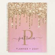 Glam Guld Glitter driver Elegant Monogram  Planner