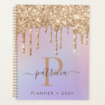 Glam Guld Glitter driver Elegant Monogram  Planner