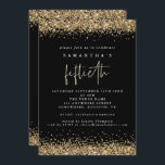 Glam Guld Glitter Fiftieth Party Black Inbjudningar<br><div class="desc">Glam Guld 50 Party Svarta,  Elegant guld faux konetti gräns ligger överst,  grund och även på baksidan. Femtionde är i modern handstil stil. Anpassa enkelt resten av texten till din egen.</div>
