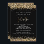 Glam Guld Glitter Fortieth Party Black Inbjudningar<br><div class="desc">Glam Guld Glitter Fortieth Party Black,  Elegant guld faux glitter konetti gräns ligger överst och grund och även på baksidan. 40-årsjubileet är i modern handstil stil. Anpassa enkelt resten av texten till din egen.</div>