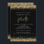 Glam Guld Glitter Fortieth Party Black Inbjudningar<br><div class="desc">Glam Guld Glitter Fortieth Party Black,  Elegant guld faux glitter konetti gräns ligger överst och grund och även på baksidan. 40-årsjubileet är i modern handstil stil. Anpassa enkelt resten av texten till din egen.</div>