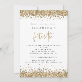 Glam Guld Glitter Fortieth Party Inbjudningar