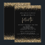 Glam Guld Glitter Fyrtioårsfest Svart Inbjudningar<br><div class="desc">Glam Guld Glitter Fyrtioårsfest Svart,  Eleganta guld falska glitterkonfetti kanter finns längst upp och nere samt på baksidan. Fyrtio är skrivet i en modern handstilsstil. Personalisera enkelt resten av texten till din egen.</div>
