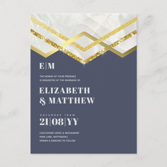 Glam Guld Glitter Girly Wedding Investigation Deco Vykort (Framsida)