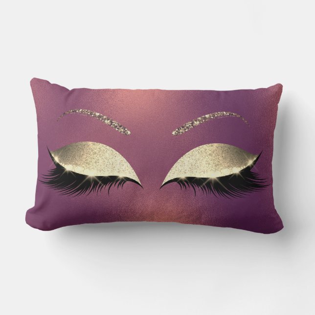 Glam Guld Glitter Glam Makeup Lash Copper Lumbarkudde (Framsida)