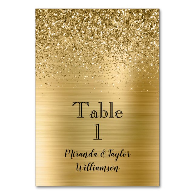 Glam Guld Glitter Gnistra Bordsnummer (Framsidan)