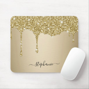 Glam Guld Glitter Gnistra Hand Brev Namn Anpassnin Musmatta