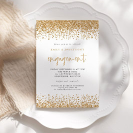 Glam Guld Glitter Gräns Printable Förlovning Inbjudningar