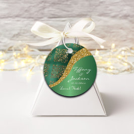 Glam Guld Glitter Grönt Metallic Bröllop Gåvor Etiketter