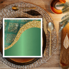 Glam Guld Glitter Grönt Metallic Festive Pappersservett