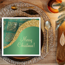 Glam Guld Glitter Grönt Metallic Festive Pappersservett